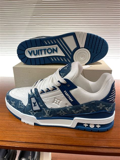 lv shoes blue|Lv shoes blue and white.